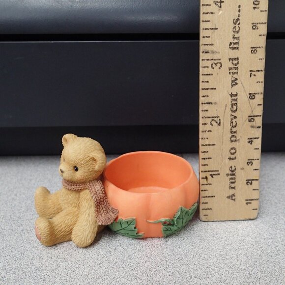 Cherished Teddies Pumpkin Tea Light Candle Bear - Picture 1 of 4